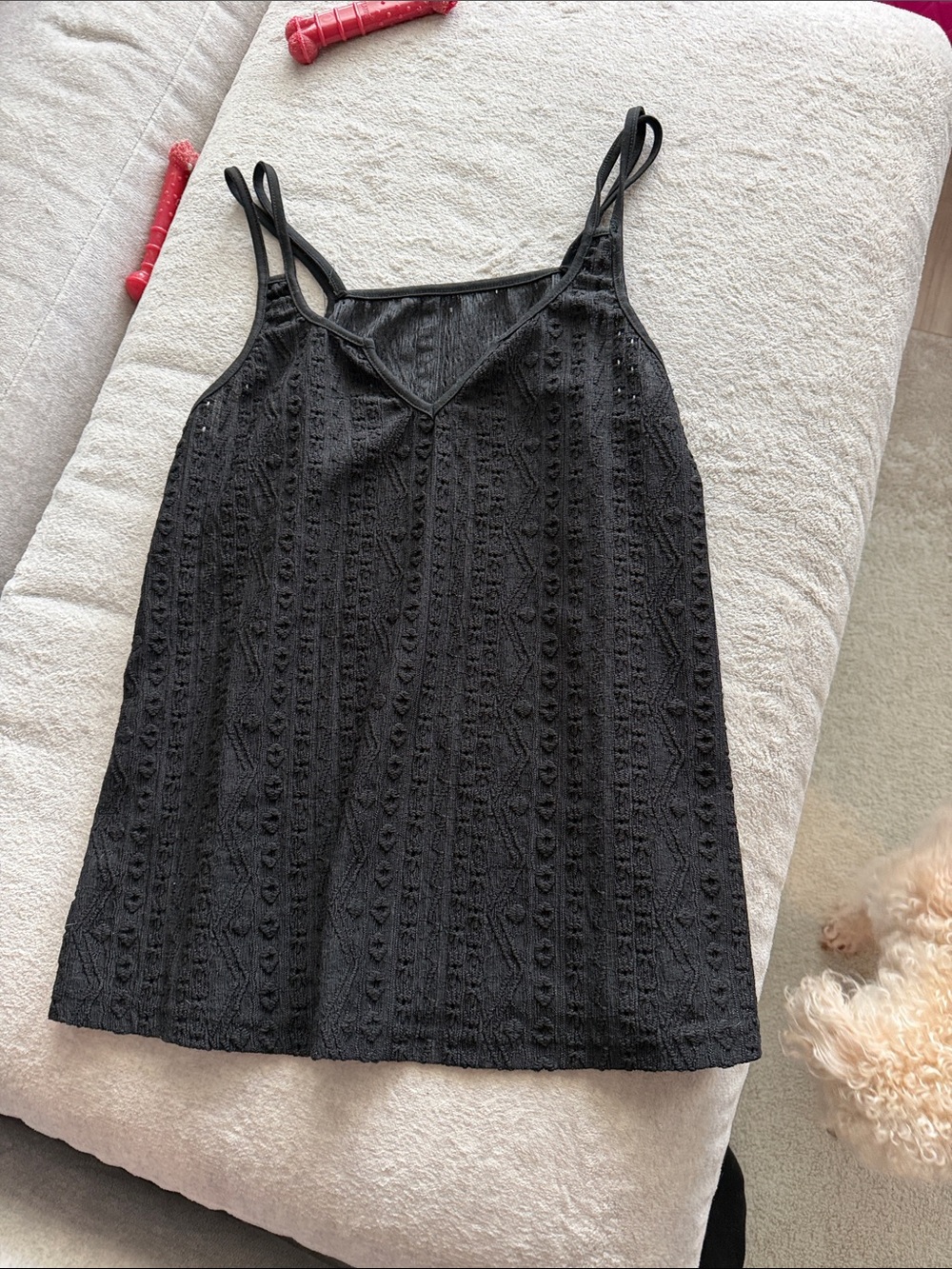 SHEIN Black Lace-Texture Double-Strap Camisole
